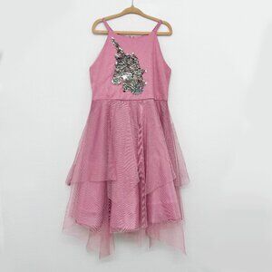 Rare Editions Unicorn Sequin Tulle Pink Girls Dress Size 6